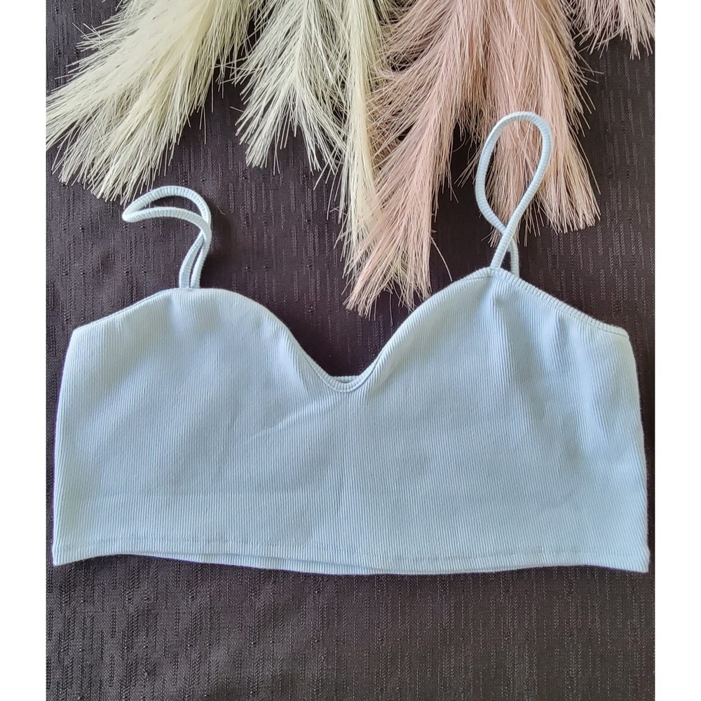 Zara Ribbed Baby Blue Crop Tank Size XL‎